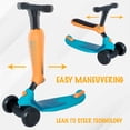 thumbnail image 5 of 2-in-1 Kick Scooters for Kids Ages 3-5, Lean to Steer Convertible Scooter, LED Light Wheels, Rear Brake, Wide Standing Board, Outdoor Activities for Boys/Girls (Orange with Blue), 5 of 8