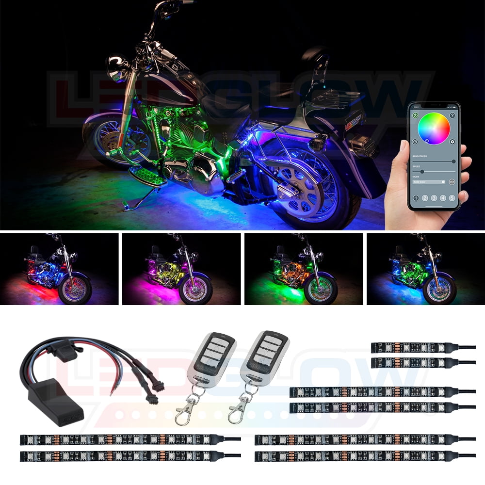 LEDGlow 8pc Advanced Million Color SMD LED Motorcycle Light Kit with