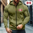 thumbnail image 7 of Long Jacket for Men, Men's Cargo Style Long-Sleeve Hooded Casual Jacket with Canadian Flag Embroidery, Multiple Pockets, Zipper & Raglan Sleeves, Hooded Jackets for Men, 7 of 7