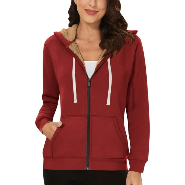 Chaquetas y abrigos casuales con capucha de manga larga para mujer, sudaderas con capucha de manga larga para invierno, cálidas, con forro polar, cremallera, capucha, chaqueta, abrigo con bolsillo, ab