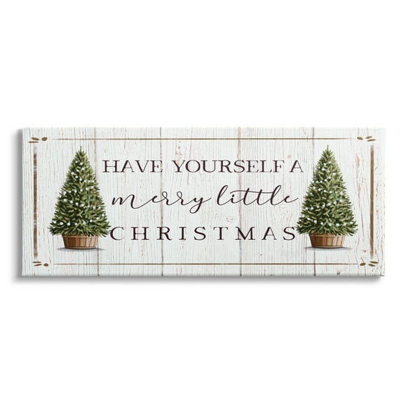 Stupell Indtries Rtic Merry Little Christmas Phrase Holiday Fir Trees,48 x 20,Design by Elizabeth Tyndall