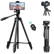 K&F CONCEPT 60" Ultra Lightweight Photography Tripod, Portable Travel Camera Tripods with Remote and Cellphone Holder, 360° Panorama, Cold Shoe Interface