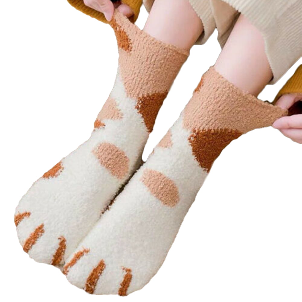 Coral Fleece Socks Winter Solid Color Plush Warm Indoor Sleep Floor Socks