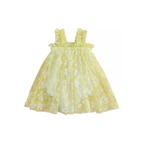 

Princess Party Romper Dress for Baby Girls Clothes Floral Mesh Strap Jumpsuit Sleeveless Infant Bodysuits