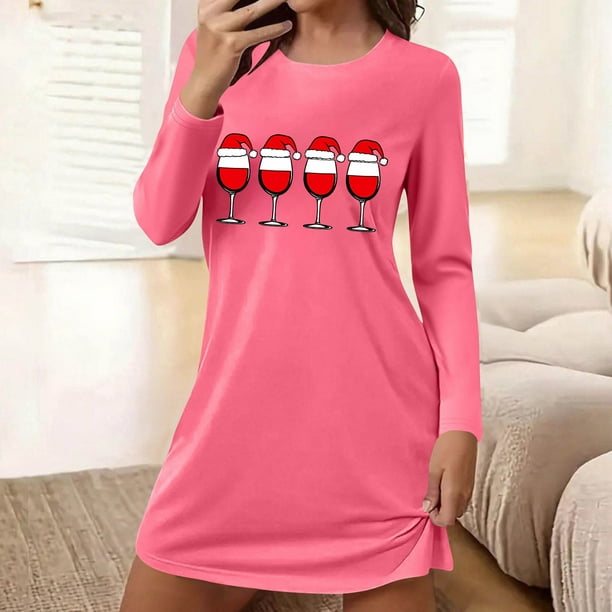 Camisón corto de manga larga y cuello redondo para mujer, bata de baño holgada de invierno para el hogar, bata de poliéster para mujer.