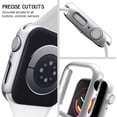 thumbnail image 2 of 4 Pack Compatible for Apple Watch Case 44mm [NO Screen Protector] Series 6 5 4 SE, Hard PC Bumper Case Protective Cover Frame Compatible for iWatch 44mm, Silver/White/Black/Navy Blue, 2 of 5