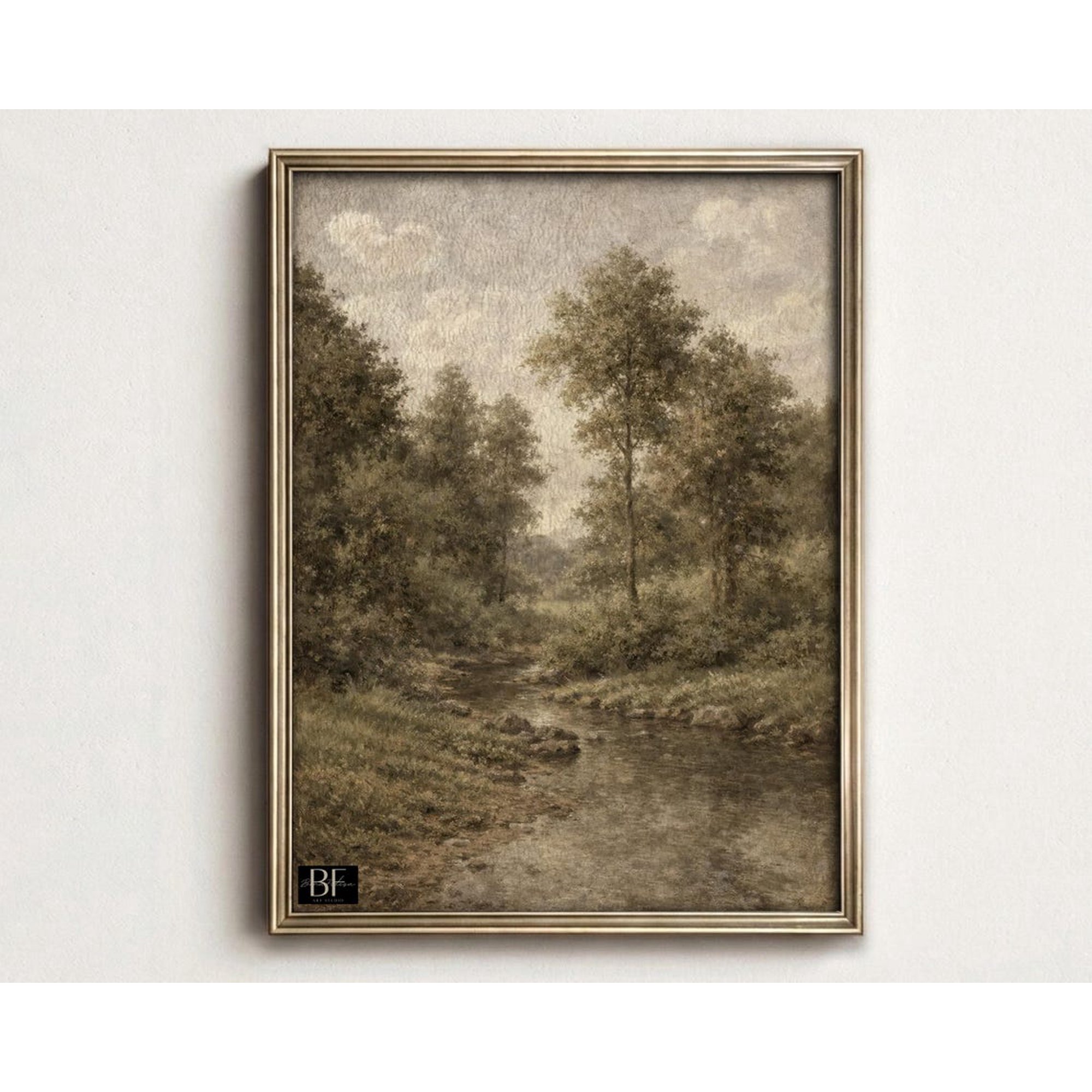 Vintage French Countryside Farmhouse Landscape Minimalist Decorative Design Statement Accent Interior Portrait Decor