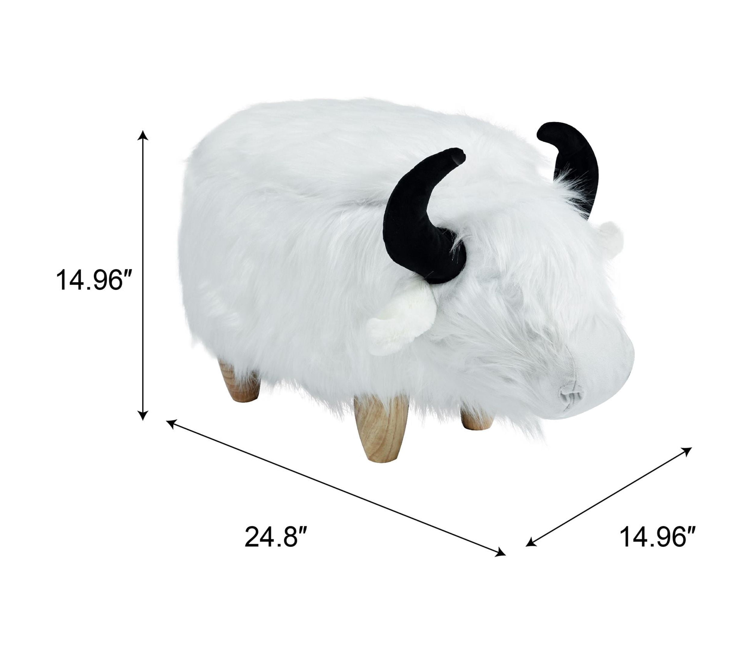 Home 2 Office Harry the Cow Storage Ottoman - White fur