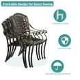 thumbnail image 4 of MEETWARM 2 Piece Patio Dining Chairs, Outdoor All-Weather Cast Aluminum Chairs, Patio Bistro Dining Chair Set of 2 for Garden Deck Backyard, Dark Bronze, 4 of 7