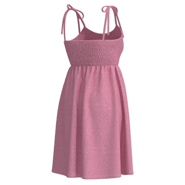 Vestido George para Mujer Corto con Smock, Escote Redondo, Tirantes Ajustables Rosa Talla G