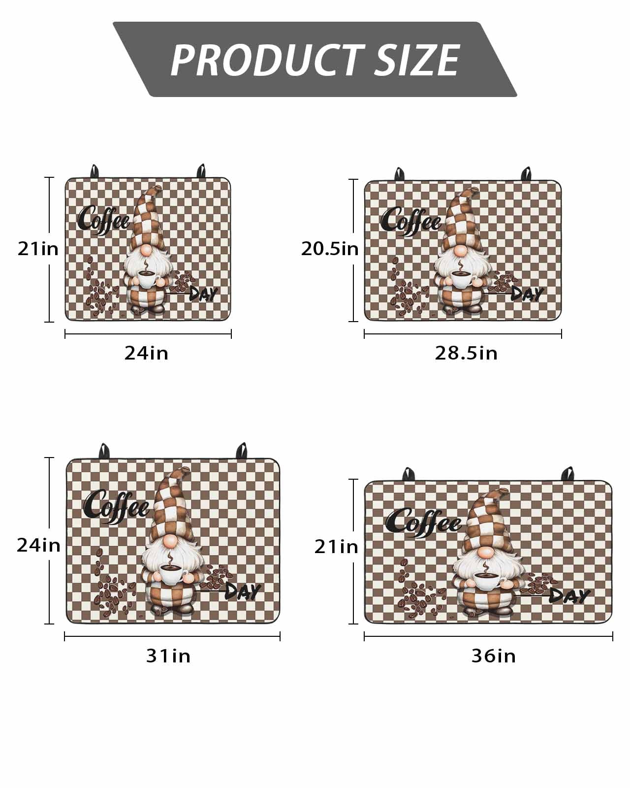 Stove Top Covers for Electric Stove 24x21 Inches, Brown Gnome Heat Insulation Fireproof Glass Cooktop Protector, Coffee Beans Vintage Plaid Abstract Countertop Stovetop Cover for Kitchen