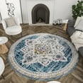 thumbnail image 6 of Bliss Rugs Bohemian Traditional Medallion Round Rug for Living Room, Dining Room | Blue, 5'3''Round, 6 of 7