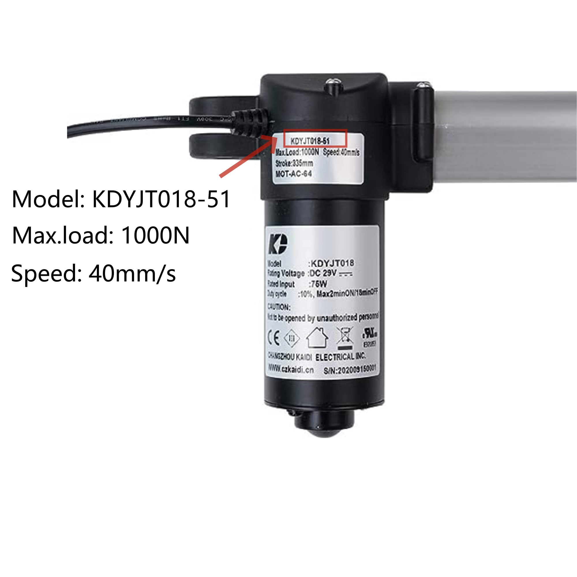 Kaidi Model KDYJT018-51 Linear Actuator Motor for Power Recliner Lift Chairs