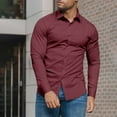thumbnail image 2 of GrmtClth Button Down Shirt Men Long Sleeve Slim Fit Dress Shirt Business Soft Solid Color Casual Shirts Wine XXL, 2 of 4