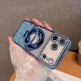 thumbnail image 6 of for iPhone 17 Pro Max Case, Moving Liquid Sparkle Glitter Case, Bling Flowing Rhinestones Kickstand Ring Cover with Shiny Glass Camera Lens Protector for Women Girls 6.9'' 2025, Blue, 6 of 12