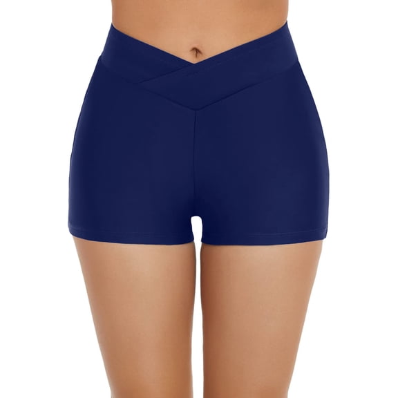 MIASHUI Front High Waist Bikini Bottom For Women Swimsuit Beach Briefs Full Coverage Swim Shorts Blue,XXL