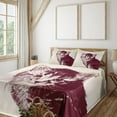 thumbnail image 3 of Ambesonne Vintage Fitted & Top Sheet Set with Shams, Grunge Retro Kitty Cat, Maroon Cream, 3 of 8