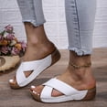 thumbnail image 6 of Xfvqtps Wedge Sandals for Women Slide Sandals Cross Straps Open Toe Soft Sole Comfortable Summer Walking Sandals White, 6 of 6