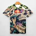 thumbnail image 3 of Psychedelic Zombie Skull Print Men Zipper T-shirt Summer Casual Short Sleeve T-shirt Top, 3 of 7