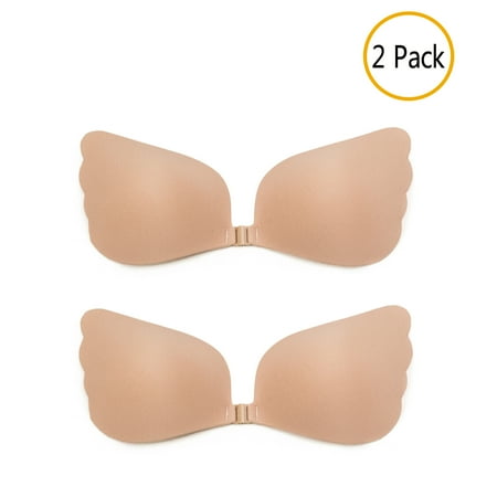 LELINTA 2 Packs Self Adhesive Silicone Bra Strapless Bra 3/4 Cup Push up Invisible Bra