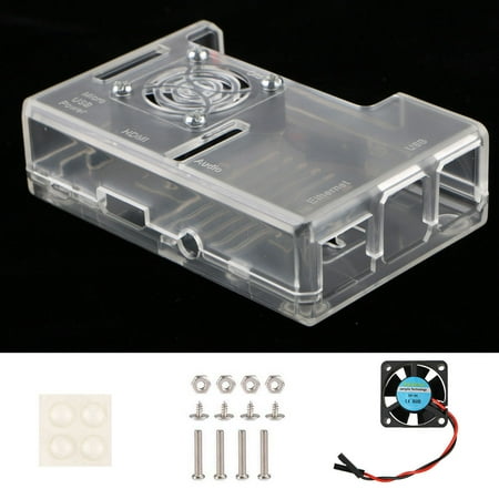 ABS Case Enclosure Box Protective Shell Cover w/ RPI CPU Cooling Fan for Raspberry Pi 2 /