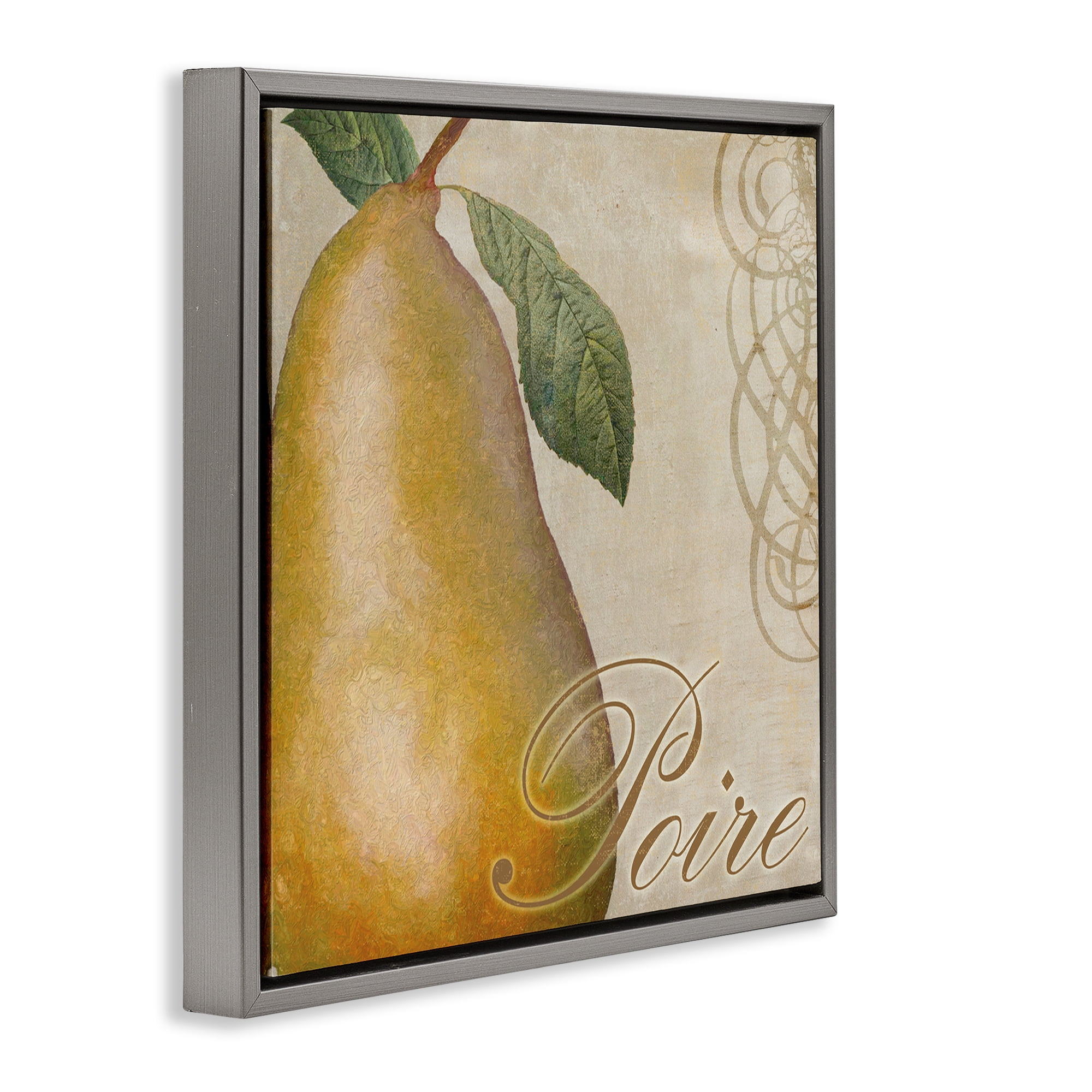 Stupell Industries Vintage French Pear Food & Beverage Painting Gray Floater Framed Canvas Art Print Wall Art, 25 x 25