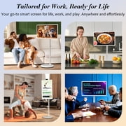 ApoloSign 32 4K UHD Smart Portable TV with Android 16, 2nd Gen Moveable Touchscreen Monitor on Wheels, 256GB Storage, Built-in 15000mAh Battery, 8MP Camera, Smart Screen for Home & Kitchen