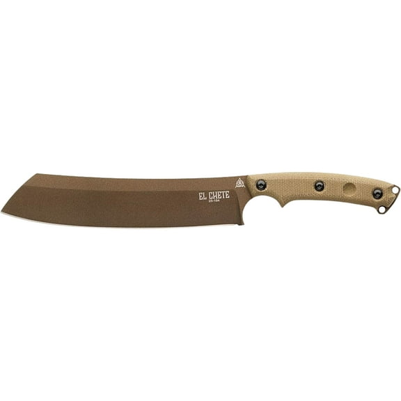 TOPS Knives El Chete Mini Fixed Blade Knife 5.5" Sheepsfoot 1095 Midnight Bronze Blade Micarta Handle Green/Black