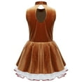 thumbnail image 4 of Haitryli Kids Girls Gingerbread Man Clothes Tutu Dress Velvet Mock Neck V Front Ice Skating Dance Dress Brown 8, 4 of 7