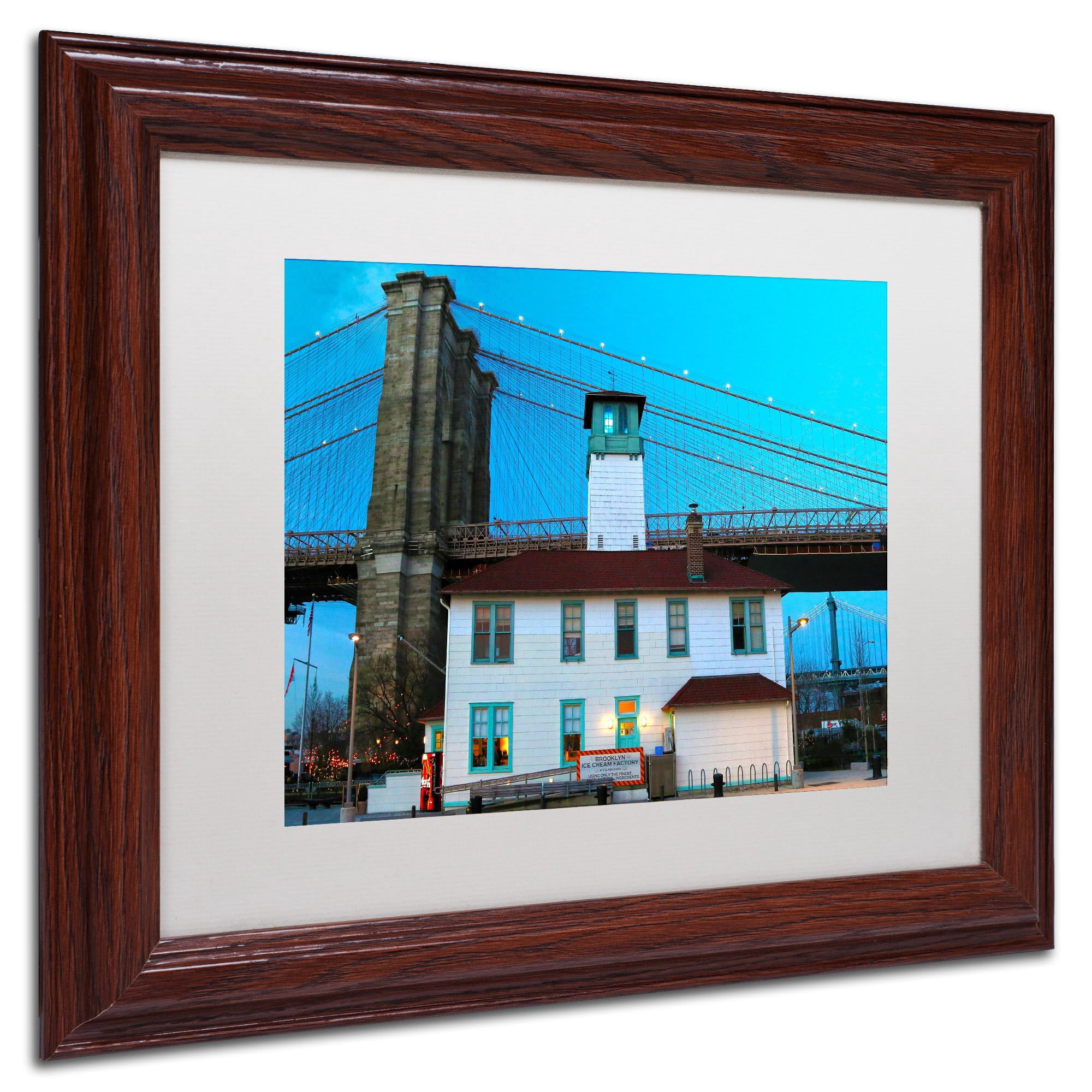 Trademark Fine Art "Brooklyn 1" Canvas Art by CATeyes, White Matte, Wood Frame