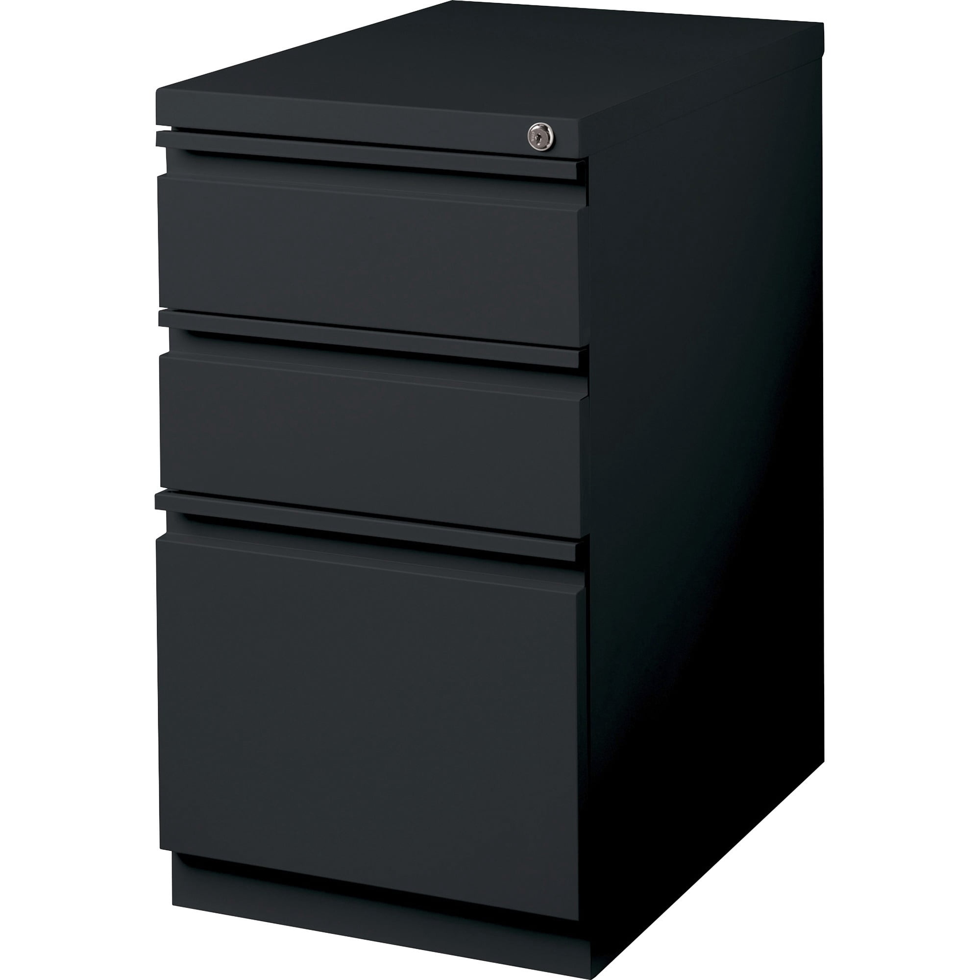 Lorell Mobile File Pedestal - 15" X 20" X 27.8" - Letter - Ball-bearing Suspension, Recessed Handle, Security Lock - Black - Steel - Recycled