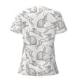 thumbnail image 4 of Naloa Hand Drawn Rabbit Print T-Shirts Short Sleeve V Neck Tees for Women Fashion Tops Trendy Lightweight Soft Casual Summer Outfits Clothes, 4 of 5
