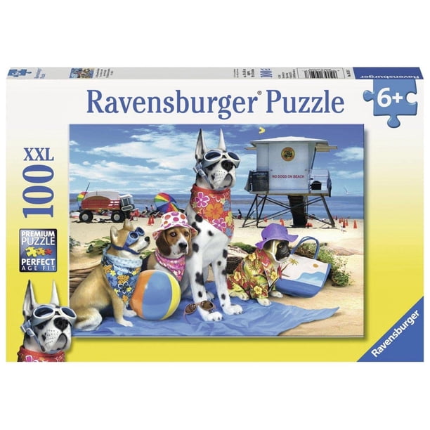 Rompecabezas Ravensburger No Dogs on The Beach, 100 piezas