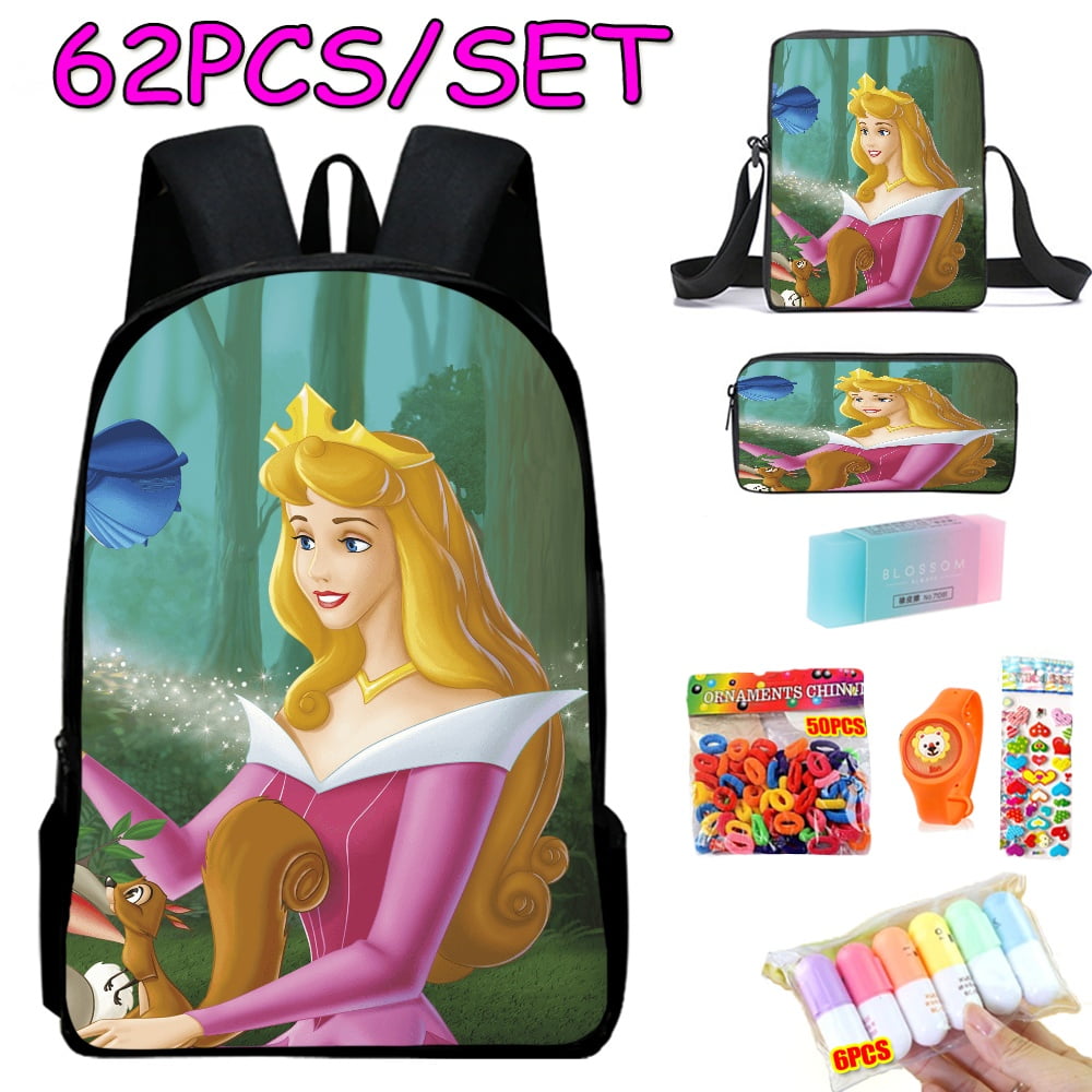 Sleeping Beauty Children School Bag Serviceable Vivid Attractive Design  Middle Girls Kids Book Bag with Crossbody Bag and Pen Bag 3Pcs for Kids  Adults for Dating and Travel 