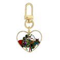 thumbnail image 1 of Vaca Ride China minoría dressing totem Llavero de metal en forma de corazón dorado, 1 of 3