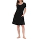 thumbnail image 2 of Vestido de salón para mujeres Inspire Chic, camisones de noche, pijamas de color sólido, camisones de cuello redondo, color negro, 2 of 5