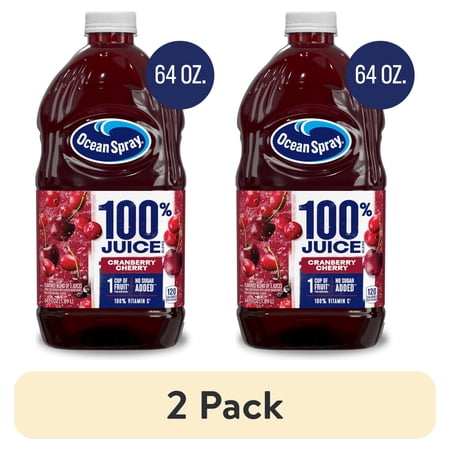 (2 pack) Ocean Spray® 100% Juice Cranberry Cherry Juice Blend, 64 fl oz Bottle