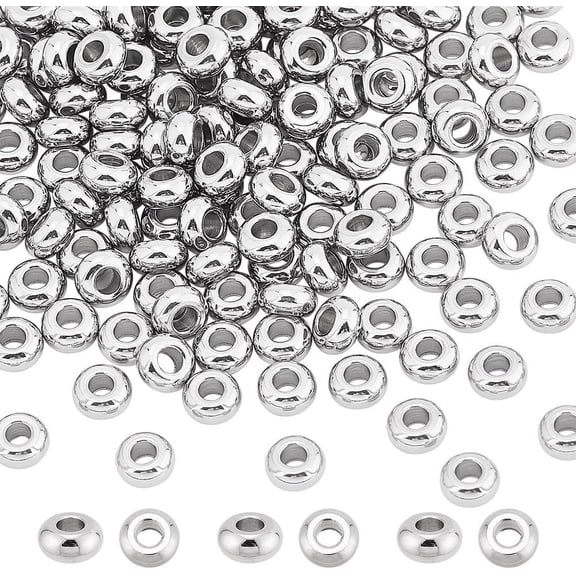 DIY 200 Pcs Flat Disc Spacer Beads 304 Stainless Steel Disc Rondelle Spacer Beads Flat Round Spacer Beads for Metal Themed Jewelry Making 2.5mm Hole Mixed Color DIY