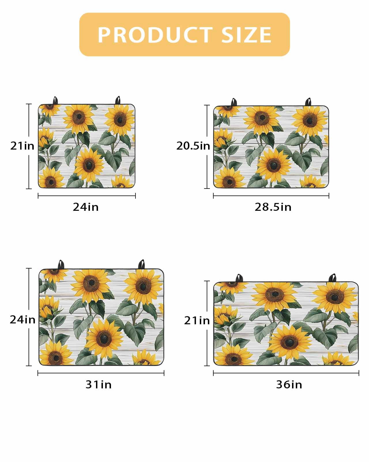 nqOlkjepod Large Induction Cooktop Protector Mat 24"x21", Country Sunflowers Stove Top Covers for Electric Stove, Retro Pastoral Floral Wooden Plank Stove Burner Cover Mats, Glass Top Stove Cover