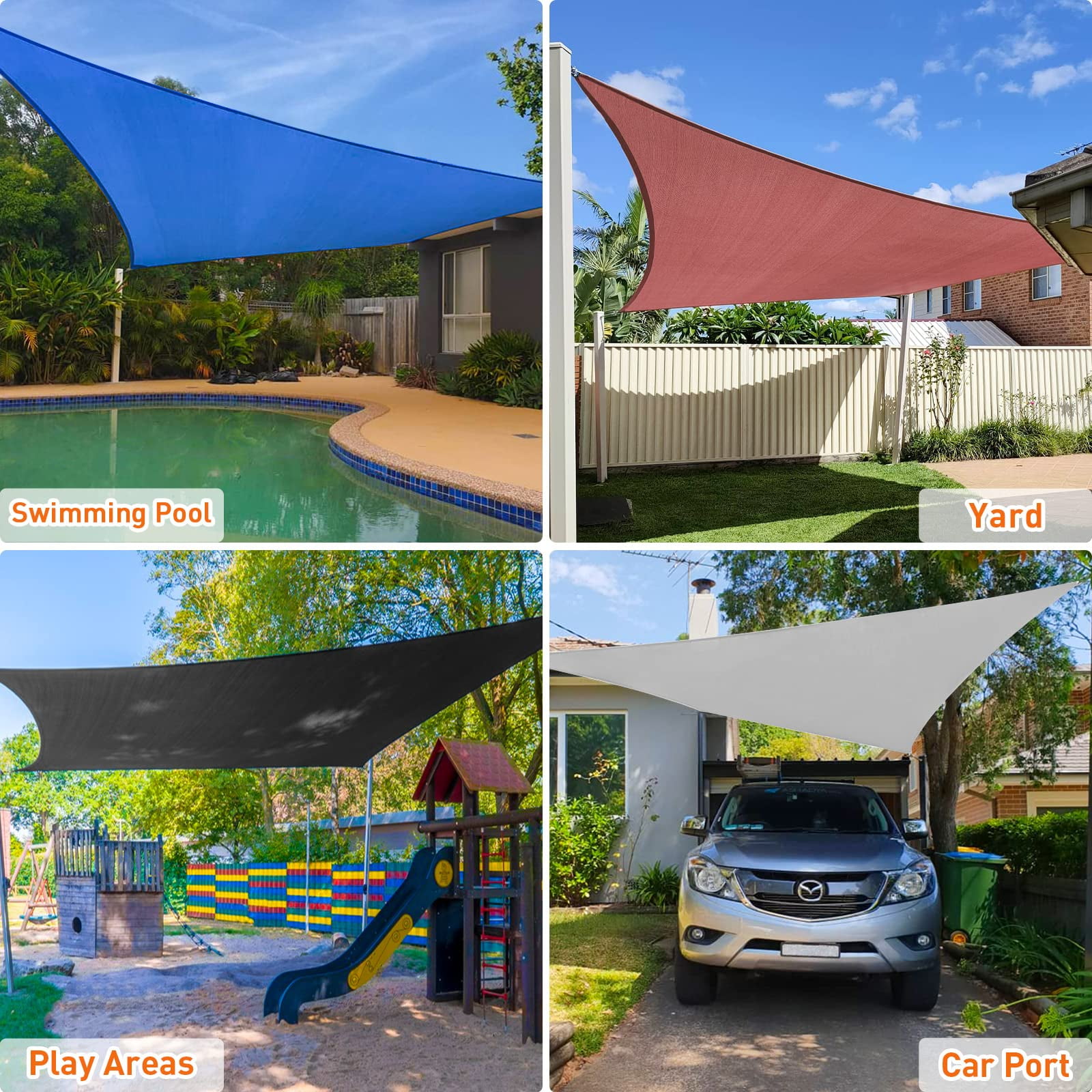 Outdoor Sunshade Sail Canvas Canopies & Privacy Screens Shading for Patio Garden Backyard, 10'x10'