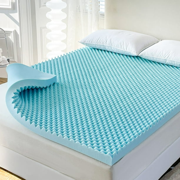 MAXYOYO 2 Inch Cooling Memory Foam Mattress Topper Queen, Egg Crate