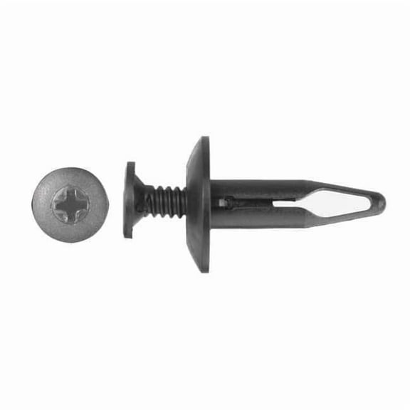 Push-In Rivet, Dome Head, 1/4 in Dia., 29/32 in L, Nylon Body, 25 PK
