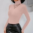 thumbnail image 2 of Long Sleeve Shirts for Women Dressy Women Knitted Sweater Solid Color High Neck Bottoming Turtleneck Sweater Tops Z0C-Pink, S, 2 of 8