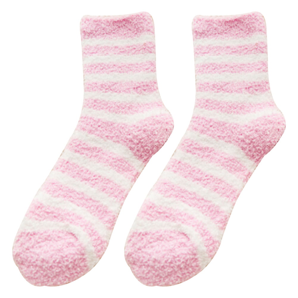 Fancyleo 2 Pairs Fuzzy Slipper Socks Women Plush Soft Warm Fluffy Coral ...