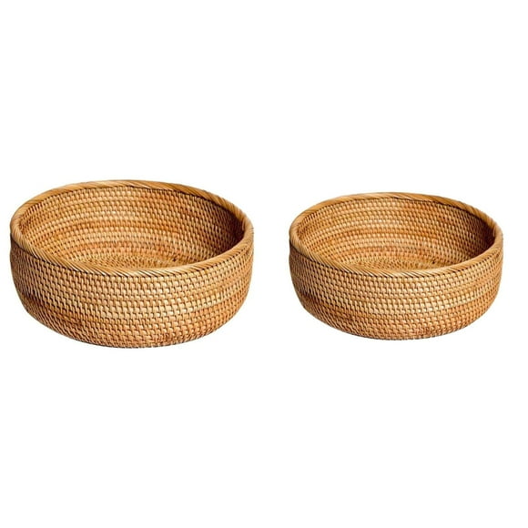 Round Keys Basket Bowl For Entryway Hand Woven Wicker Storage Basket Rattan Decorative Basket Fruit Candy Cake Food Serving Basket Tray For Keys Wallet Cell Phone And More Clearance