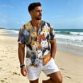thumbnail image 5 of Uwinwear Linen Cotton Short Sleeve For Men Button Up V Neck Shirts Lightweight Printed Tops Hawaiian Summer Beach Casual Shirts Breathable Casual Wear,Yellow,XL, 5 of 8