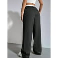 thumbnail image 6 of Women'S Striped Pants Color Block High Waisted Wide Leg Casual Work Office Long Trousers Black L, 6 of 7