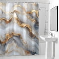 thumbnail image 4 of Ombre White Golden Black Marble Texture Fabric Shower Curtain Modern Art Washable Shower Curtains for Bathroom, Waterproof Bath Curtain with Hooks Home Decor 72x72in, 4 of 8