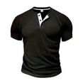 thumbnail image 4 of Men's Casual T-Shirts Short Sleeve Button Design Comfortable Wear for Everyday Outdoor Activities, 4 of 4