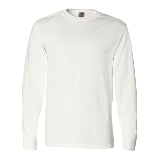 T-Shirt à Manches Longues en Coton HD, m, Blanc